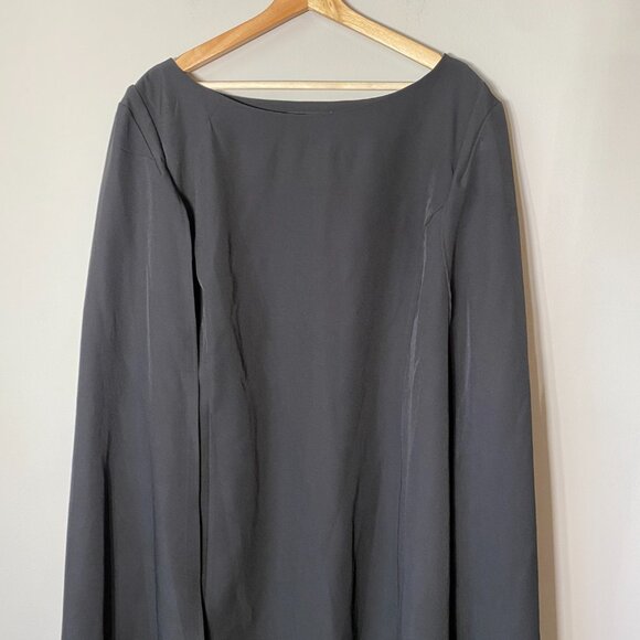 NWT Eloquii Women's Size 28 Boat Neck Cloak Sleeves Cocktail Cape Dress Black - Picture 8 of 16